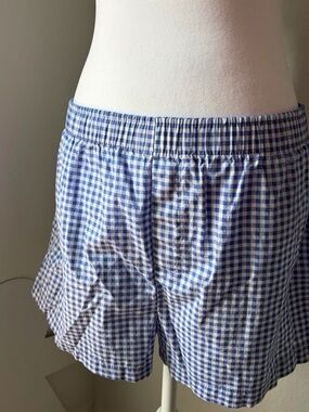 Bobbie Brooks Blue Gingham Elastic Waist Shorts